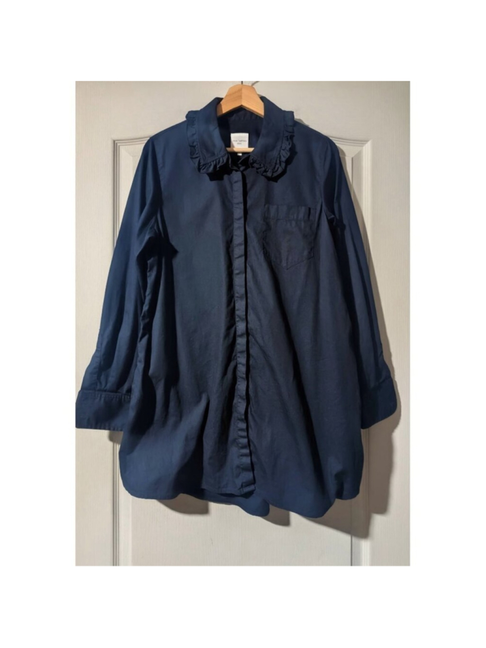 Pink Tartan | Ruffle Collar Tunic In Navy